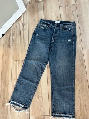 pistola Relaxed High-Rise Distressed Blue Jeans